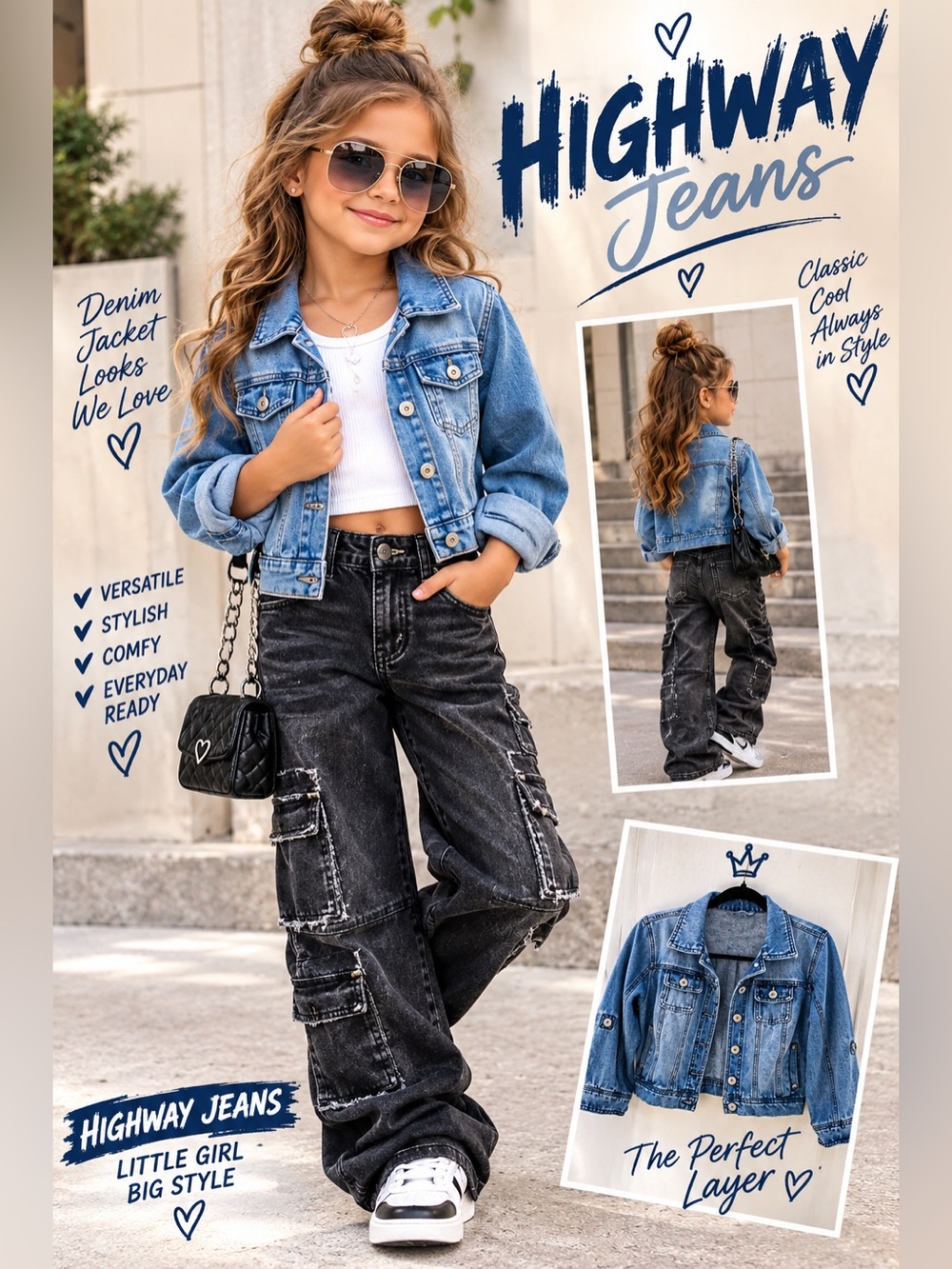 Highway Jeans Girls or Boys  Light Blue Denim Jacket with Chest Pockets